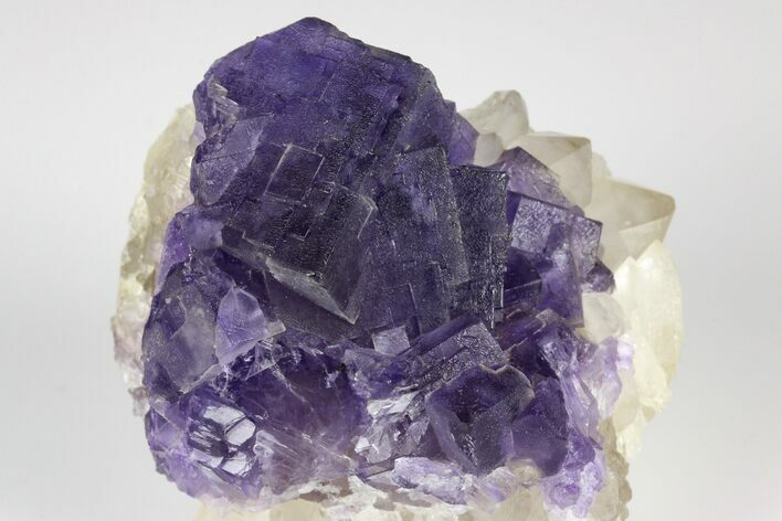 Purple, Cubic Fluorite Crystals with Quartz - Berbes, Spain #183838